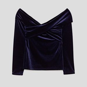 ZARA Velvet top with exposed shoulders